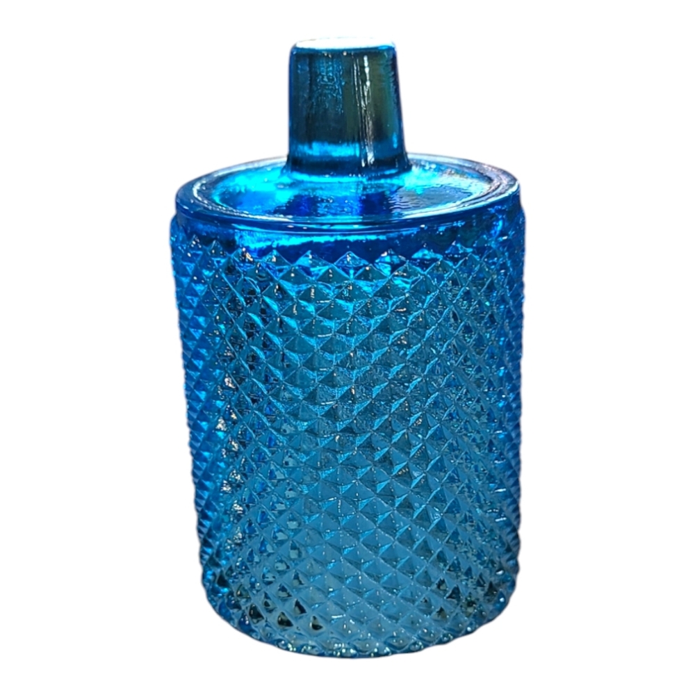 Vintage Faroy Blue Glass Diamond Point Peg Can